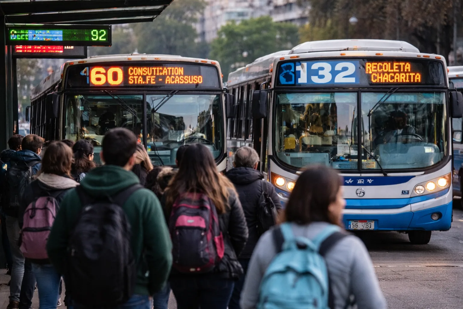 Parada de colectivos en Buenos Aires